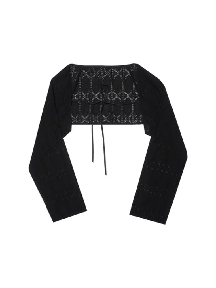 Lace Outer Sunscreen Long Sleeve Cutout Top【s0000005067】