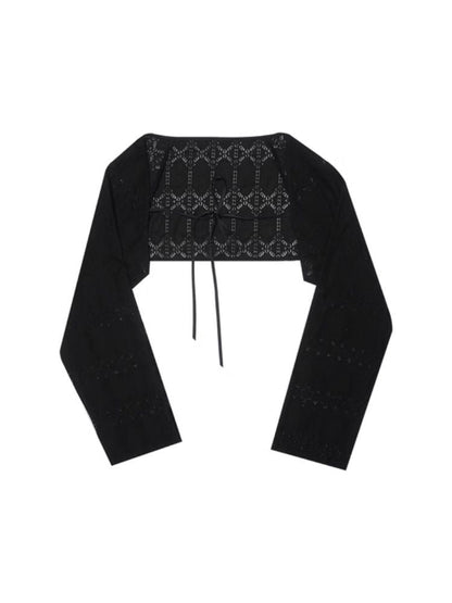 Lace Outer Sunscreen Long Sleeve Cutout Top【s0000005067】