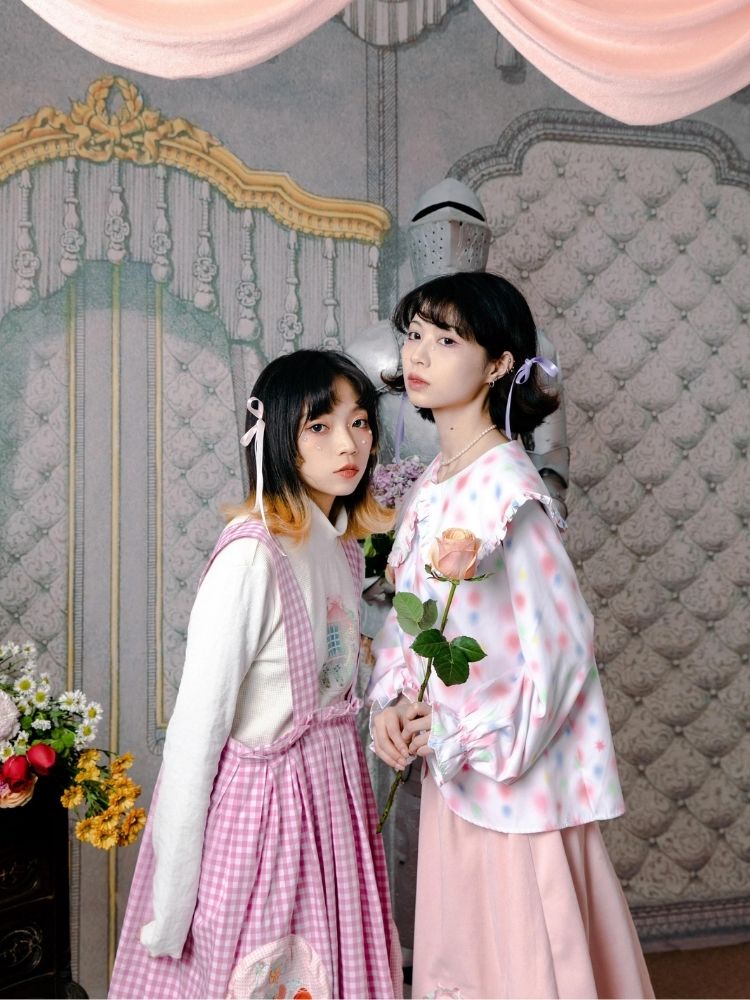 Flower bud plaid suspender dress【s0000003611】