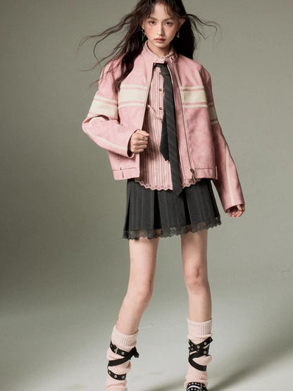 Pink Leather Jacket【s0000003286】