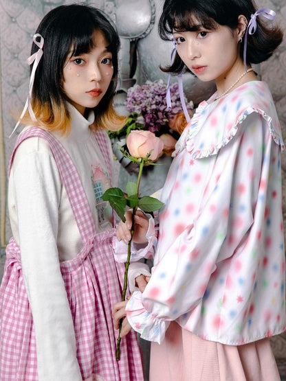 Flower bud plaid suspender dress【s0000003611】