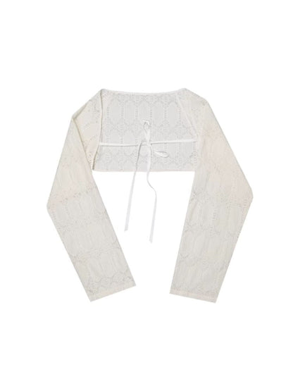 Lace Outer Sunscreen Long Sleeve Cutout Top【s0000005067】