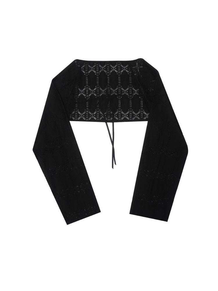 Lace Outer Sunscreen Long Sleeve Cutout Top【s0000005067】