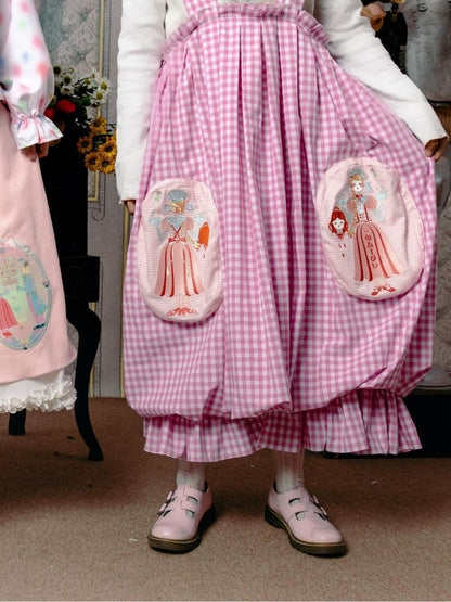 Flower bud plaid suspender dress【s0000003611】