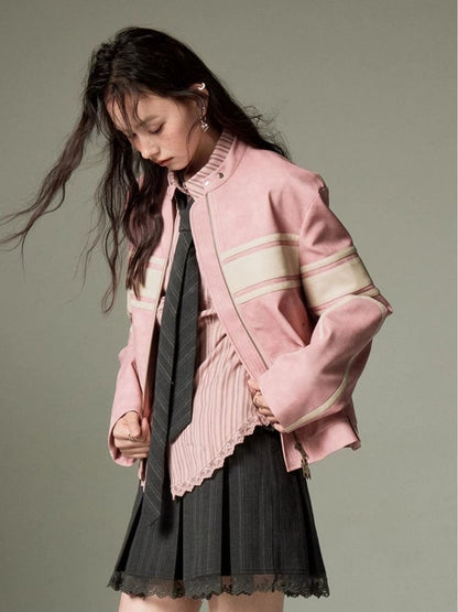 Pink Leather Jacket【s0000003286】