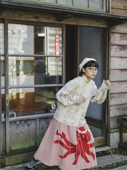 Lace Accordion Pleated Girl’s Shirt【s0000003623】