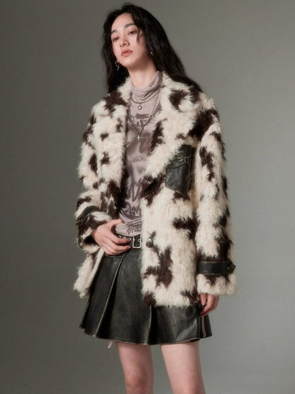 Animal Print Suit Collar Eco Fur Coat【s0000004862】