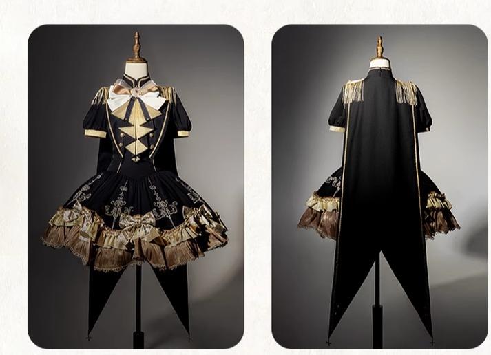 Letters from Unknown Star - Glitter Oath - Military Lolita OP Dress with Detachable Split Tail Cloak