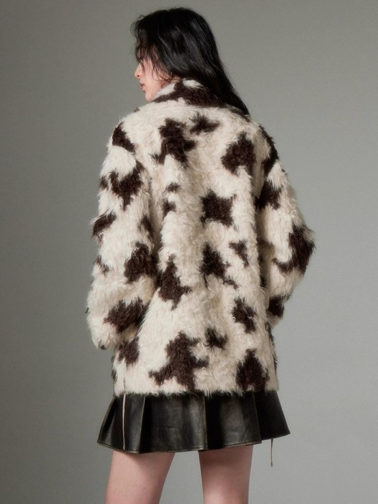 Animal Print Suit Collar Eco Fur Coat【s0000004862】