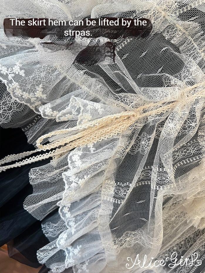 Alice Girl - Elegant Lolita Embroidered Apron with Adjustable Strap