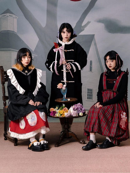 Flower bud plaid suspender dress【s0000003611】