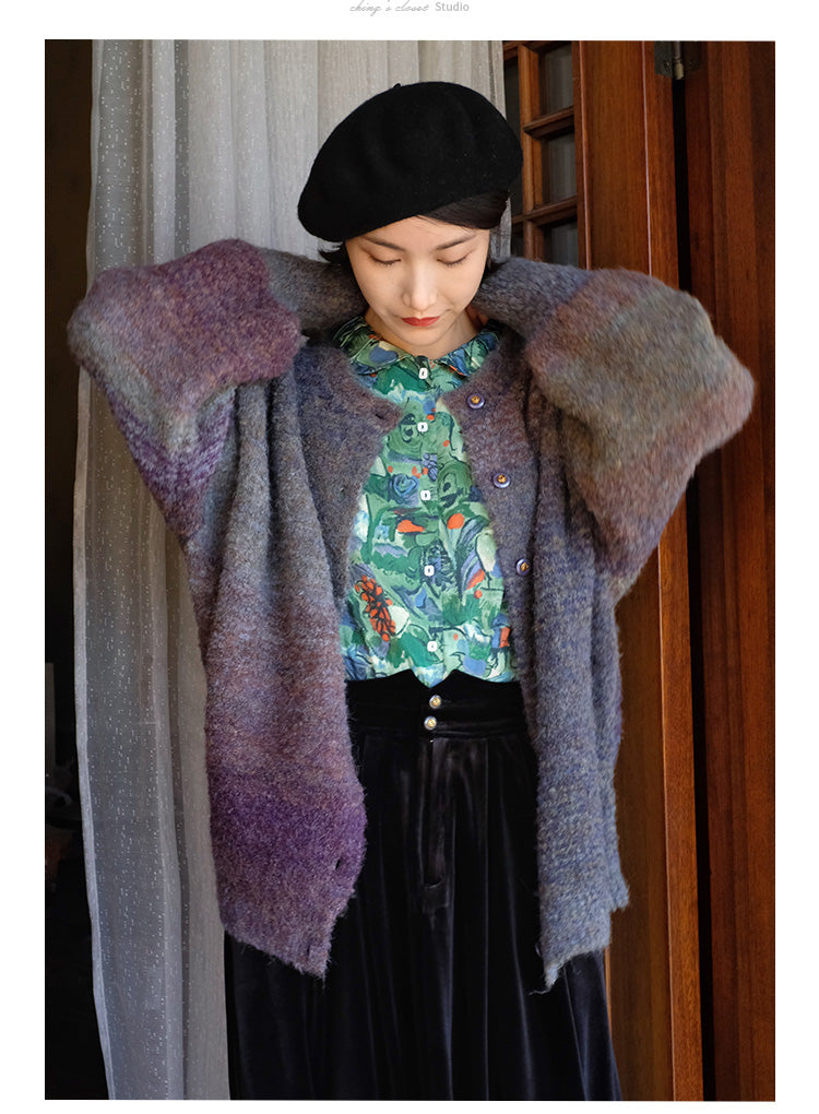 color gradation knit cardigan