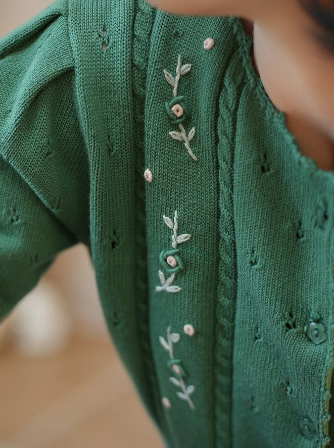 flower embroidery knit cardigan