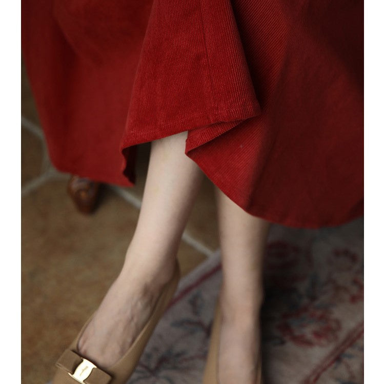 Crimson Lady Corduroy Umbrella Skirt