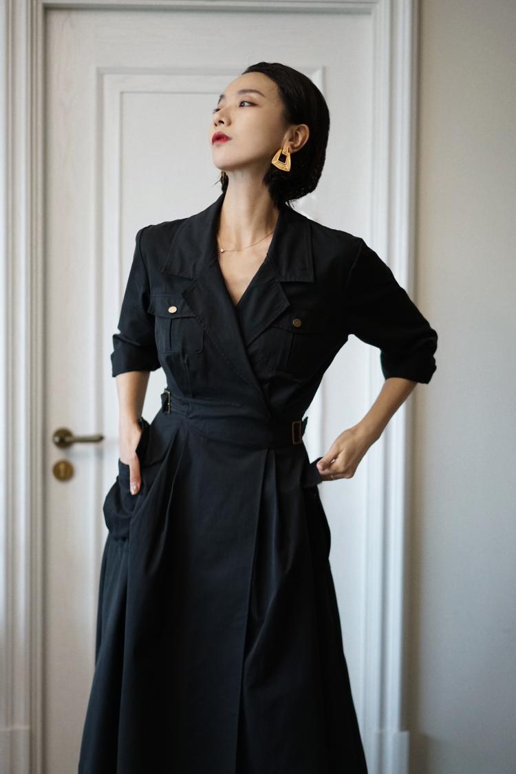 western vintage black trench coat