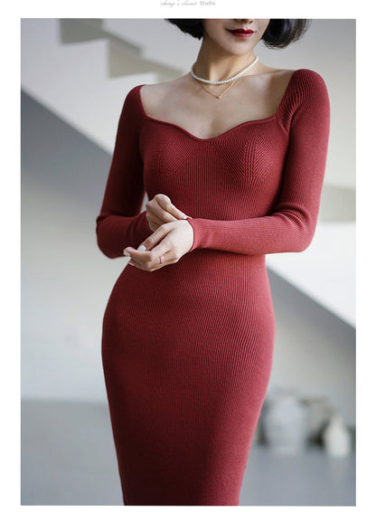 Lady's slim knit dress