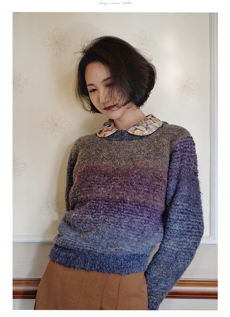 color gradation knit sweater