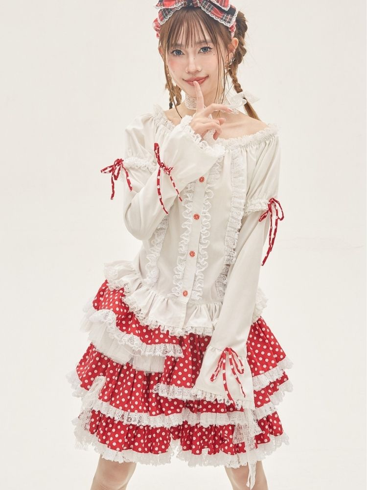 Ruffled Lace Blouse【s0000001876】