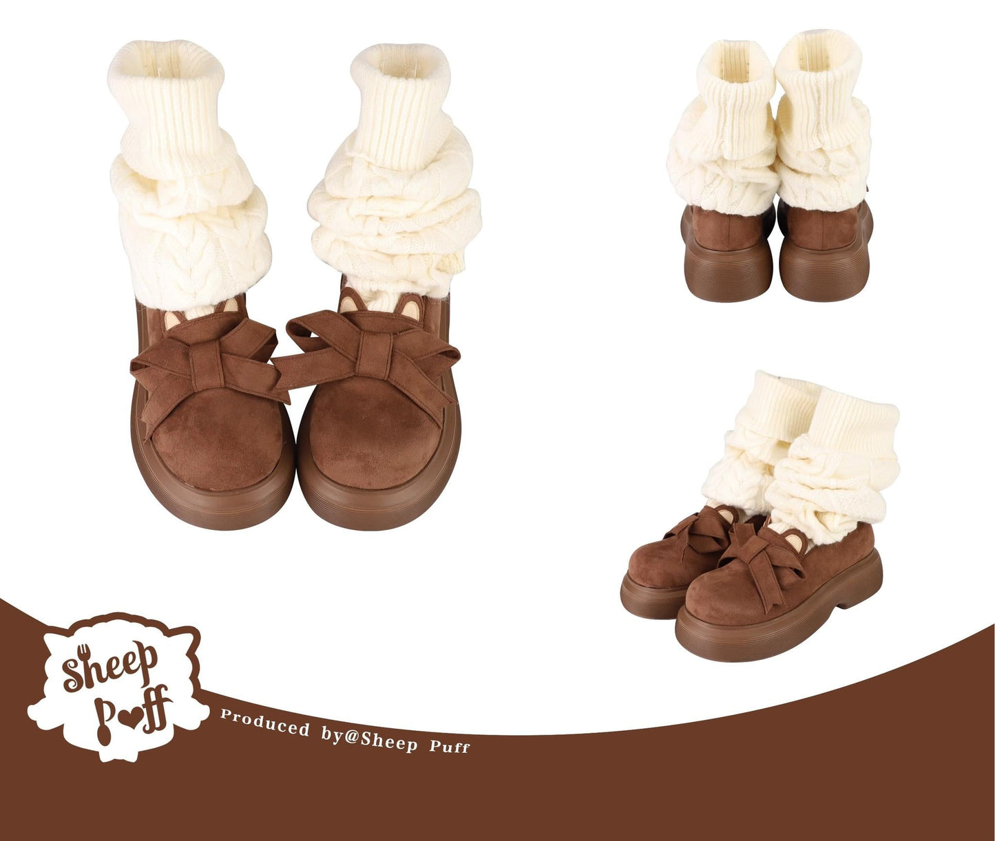 Sheep Puff - Duidui Bear - Winter Lolita Shoes Snow Boots Leg Warmer Shoes