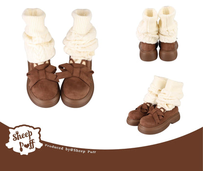 Sheep Puff - Duidui Bear - Winter Lolita Shoes Snow Boots Leg Warmer Shoes