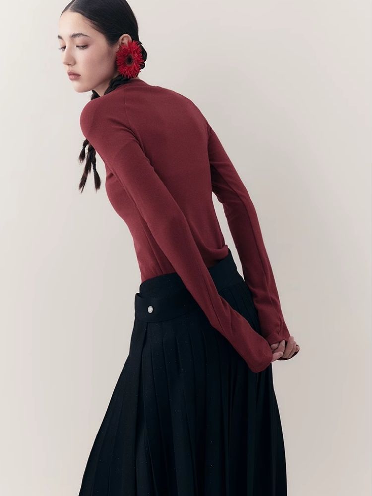 Dragon print rhinestone round neck bottom knit sweater【s0000006398】