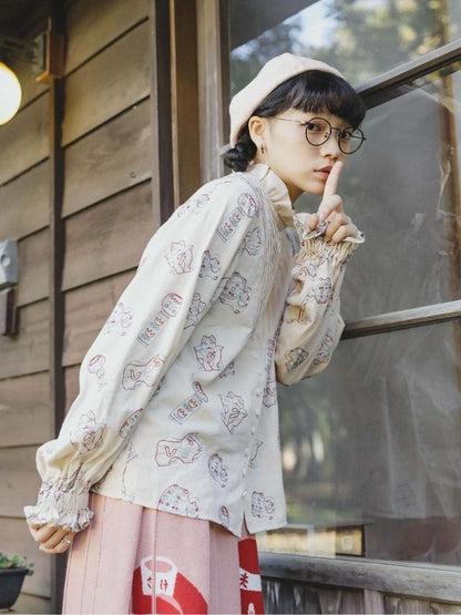 Lace Accordion Pleated Girl’s Shirt【s0000003623】