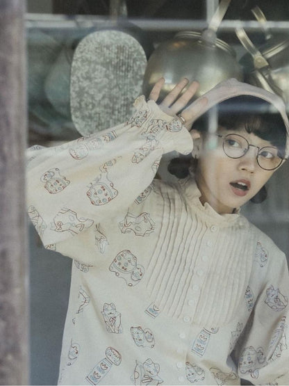 Lace Accordion Pleated Girl’s Shirt【s0000003623】