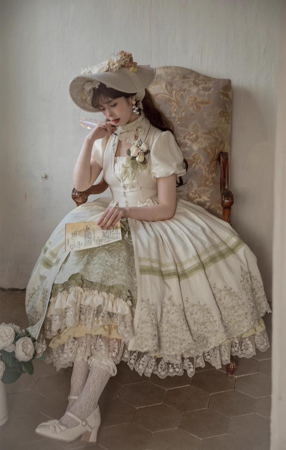 ZJstory - 14-line Poem Set - Classic Lolita Separate Dress Set Tiered Ruffles Skirt