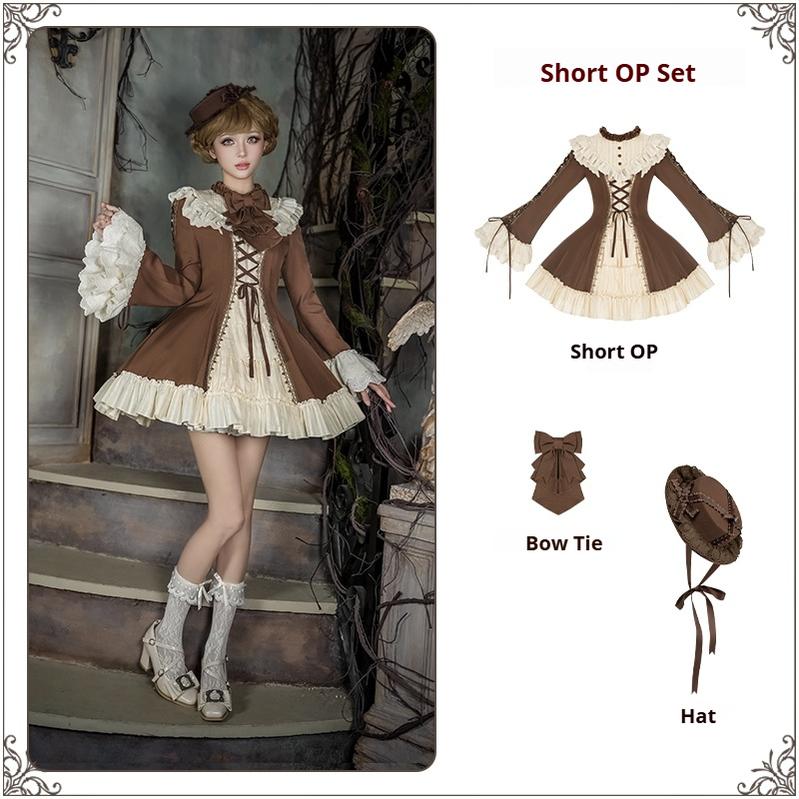 With PUJI - Walnut Box - Classic Lolita OP Dress Suit, Flared Sleeve