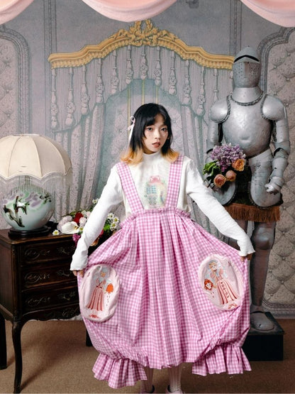 Flower bud plaid suspender dress【s0000003611】