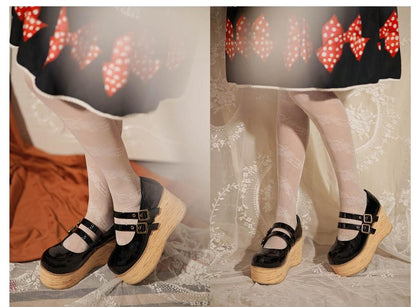 MODO - Retro Lolita Round Toe Wood Bottom Shoes