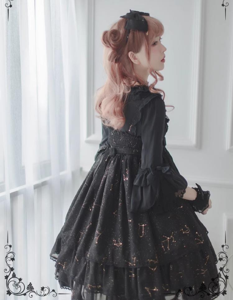 Sakuya Lolita - Whisper Of Stars - Constellation Foil Printing Elegant Lolita High Waist JSK Dress