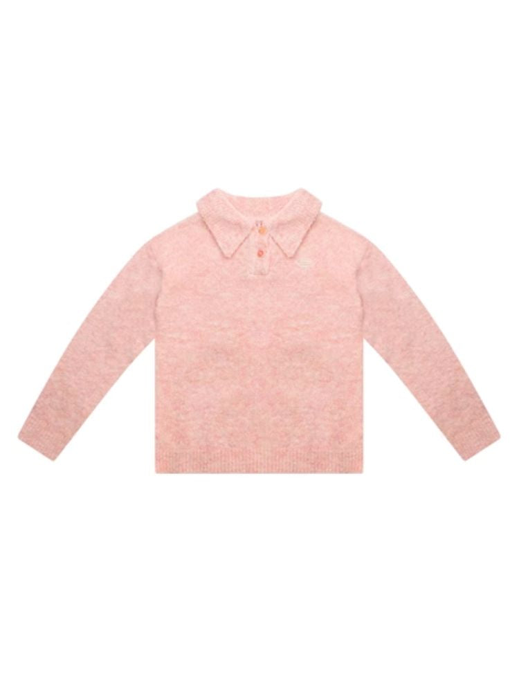 Polo neck top knitted sweater【s0000006163】