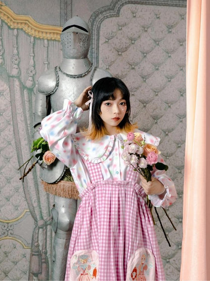 Flower bud plaid suspender dress【s0000003611】