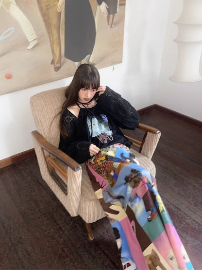 Lace Outer Sunscreen Long Sleeve Cutout Top【s0000005067】