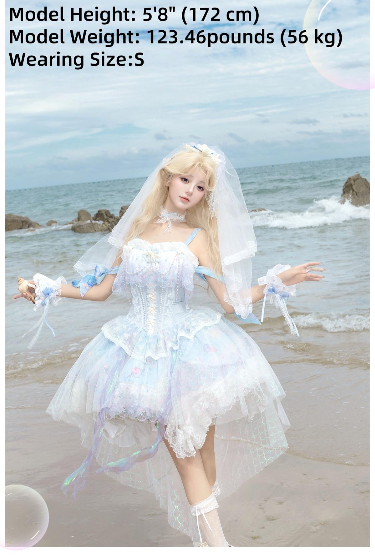 Qianmu - MermaidTears - Wedding Lolita JSK Dress, Ocean Theme