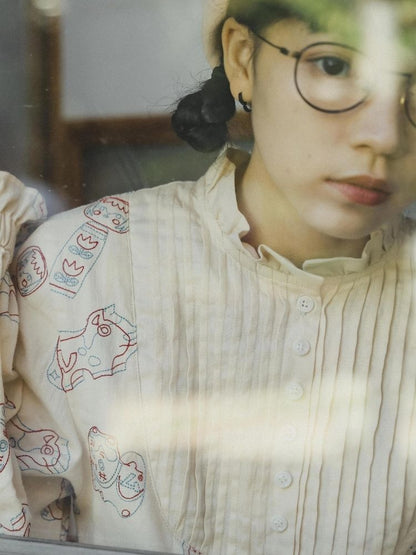 Lace Accordion Pleated Girl’s Shirt【s0000003623】