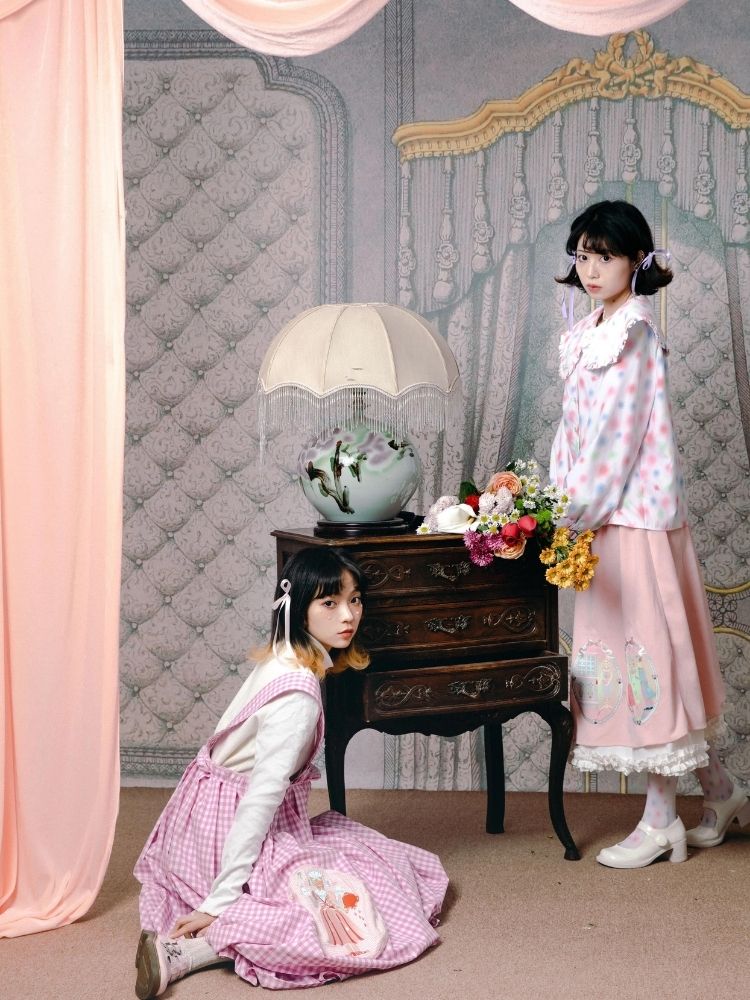 Flower bud plaid suspender dress【s0000003611】