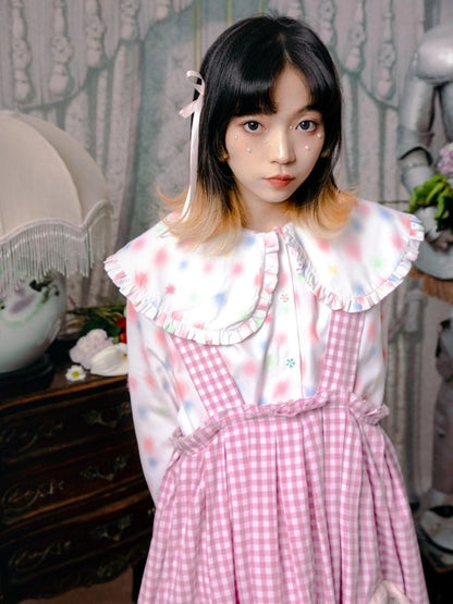 Flower bud plaid suspender dress【s0000003611】