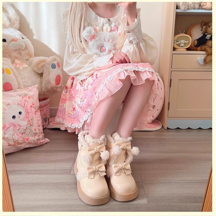 Beauty Bunny - Furry Bear - Winter Cute Lolita Shoes Short Snow Boots