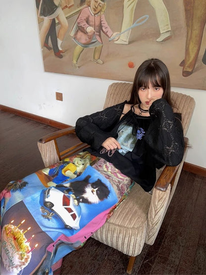 Lace Outer Sunscreen Long Sleeve Cutout Top【s0000005067】