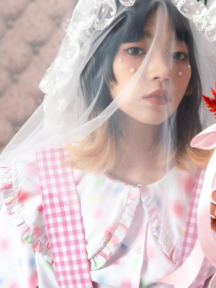 Flower bud plaid suspender dress【s0000003611】