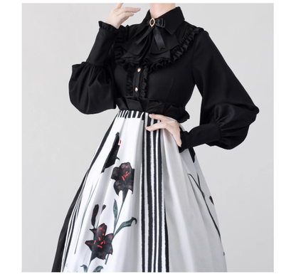 Time Memory - Elegant Lolita Slim Fit Mutton Sleeve Blouse