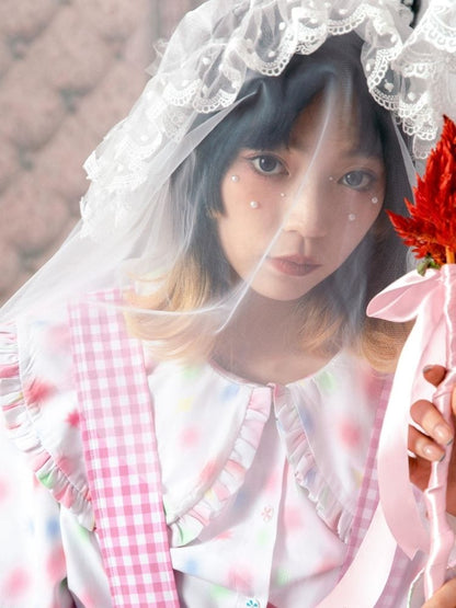 Flower bud plaid suspender dress【s0000003611】