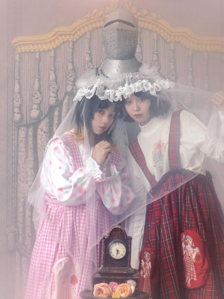 Flower bud plaid suspender dress【s0000003611】