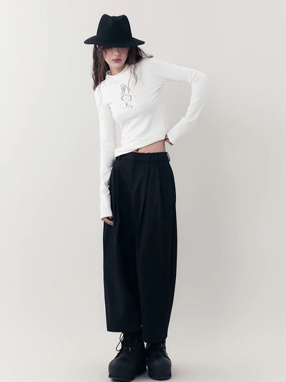 Dragon print rhinestone round neck bottom knit sweater【s0000006398】