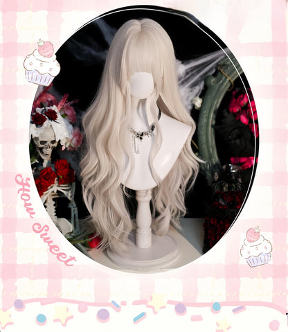 Dalao Home - Moko - Gothic Lolita Wig Pearl Milk Grey Long Curly Hair