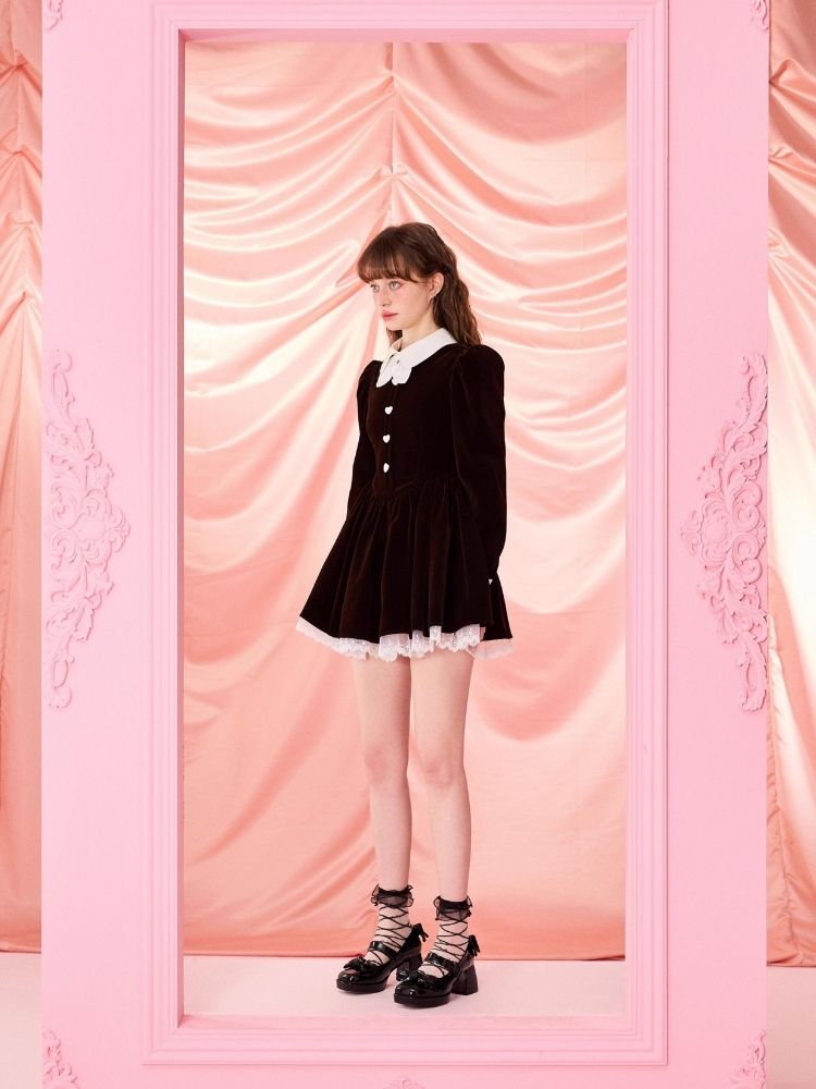 Bubble Sleeve Waist Slim Long Sleeve Dress【s0000006963】