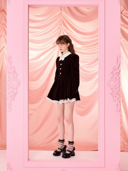 Bubble Sleeve Waist Slim Long Sleeve Dress【s0000006963】