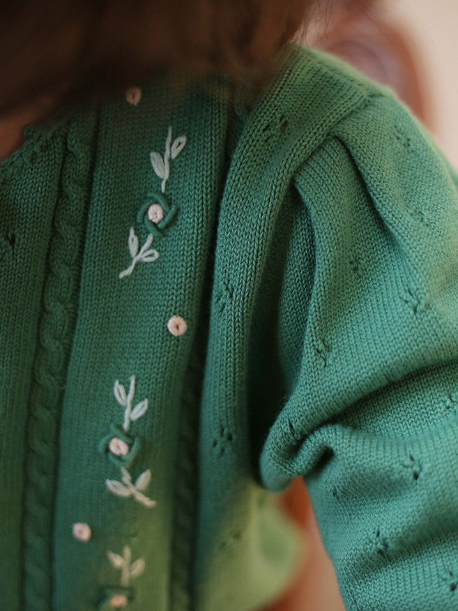 flower embroidery knit cardigan